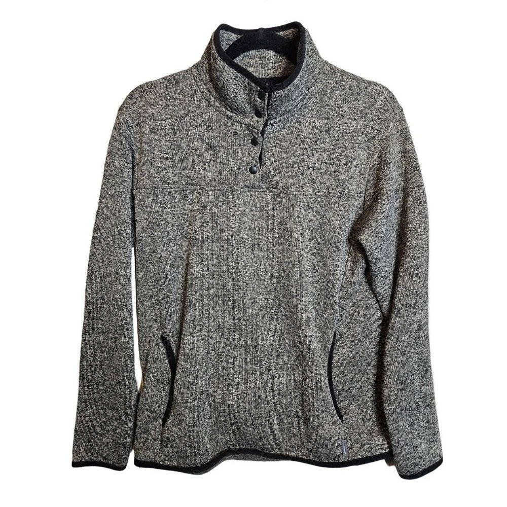 Eddie Bauer Snap Mock Neck Pullover Fleece Top Women Size Medium